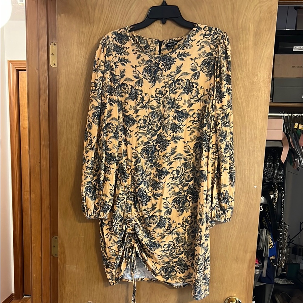 Floral Print Dress with Ruched Detail